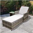 BillyOh Asti Rattan Sun Lounger with Small Table Grey